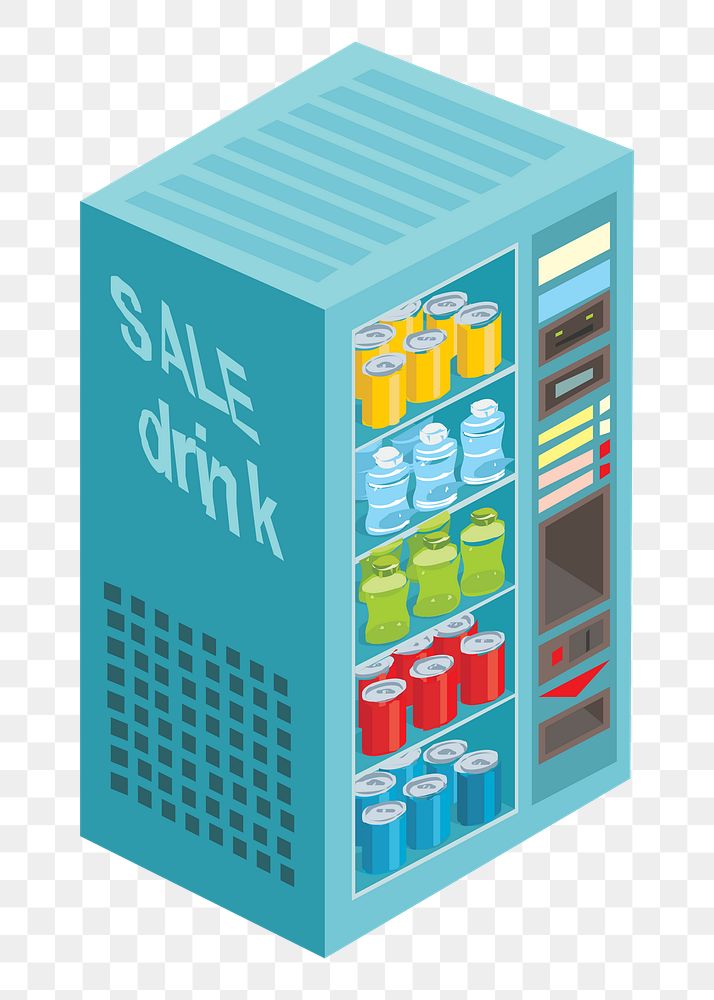 Vending machine  png clipart illustration, transparent background. Free public domain CC0 image.