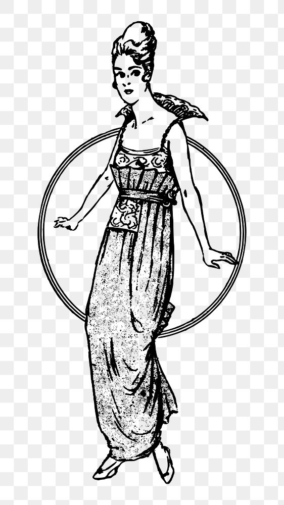 Vintage woman  png clipart illustration, transparent background. Free public domain CC0 image.