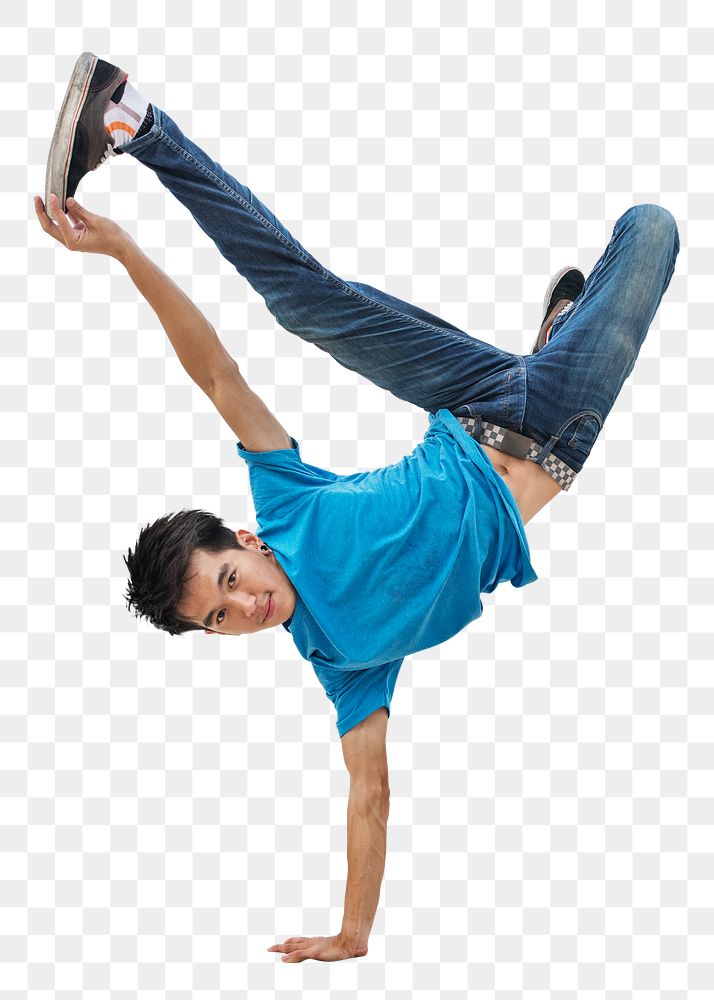 Young man break-dancing png, transparent background