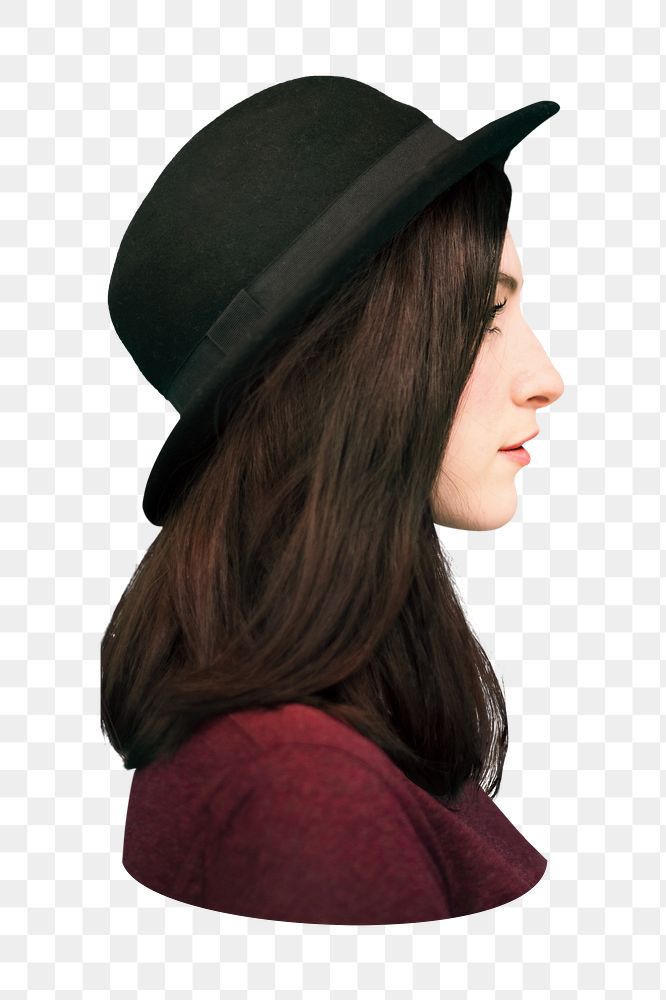Woman with hat png, transparent background
