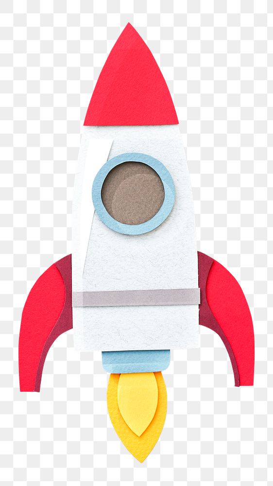 PNG paper rocket ship, collage element, transparent background