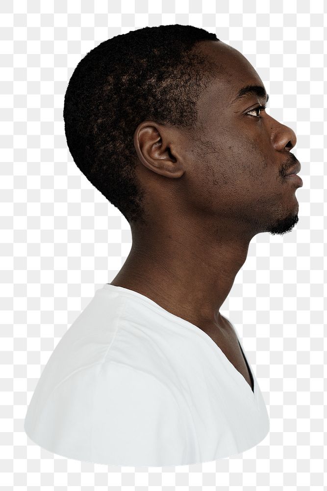 Black man png portrait sticker, transparent background