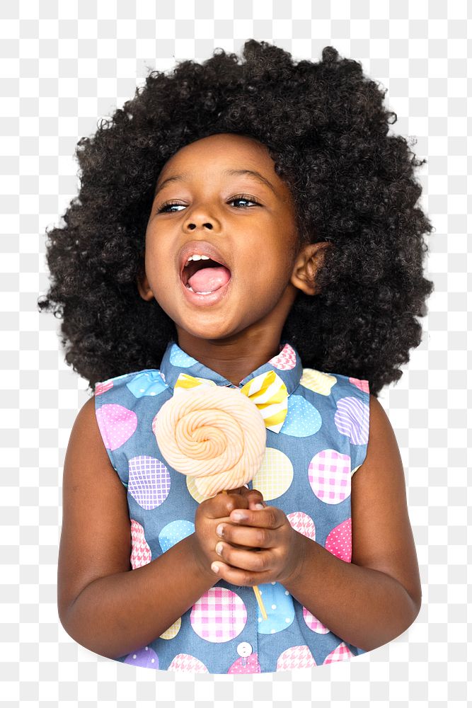 Png black girl with candy , transparent background