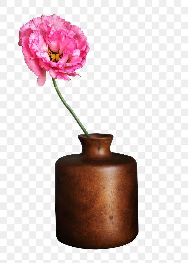 Pink peony vase png, transparent background