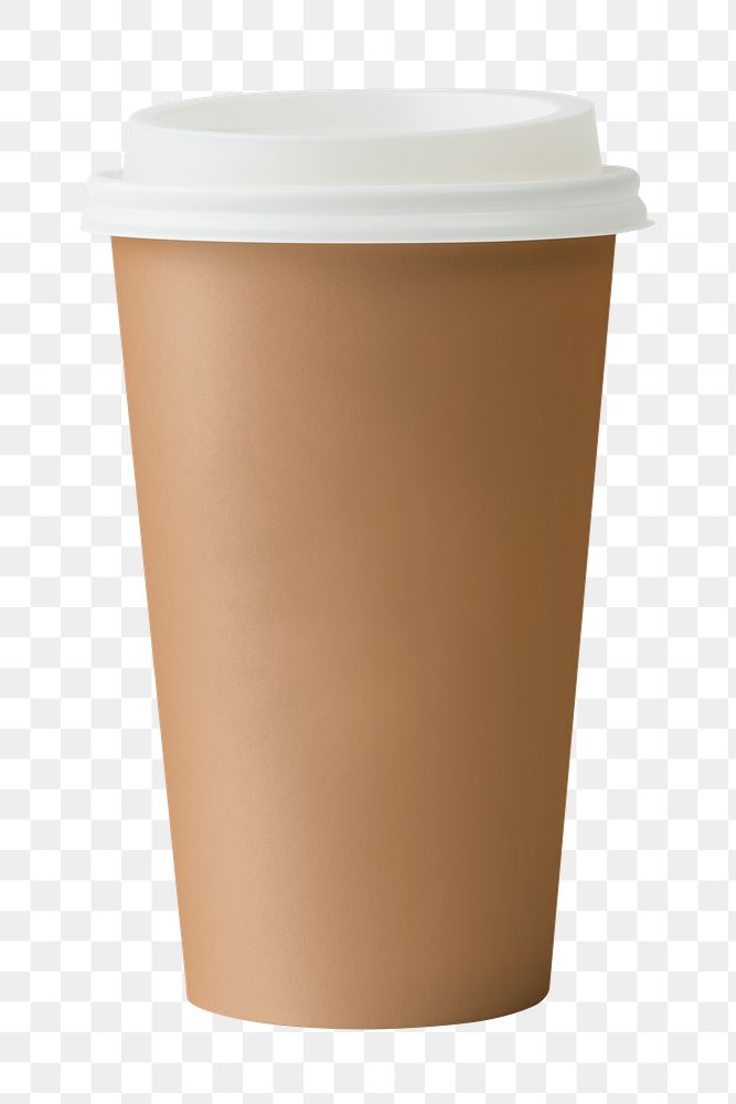 PNG kraft paper coffee cup sticker, transparent background