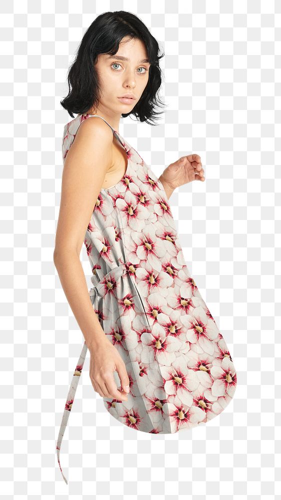 Floral dress woman png sticker, transparent background