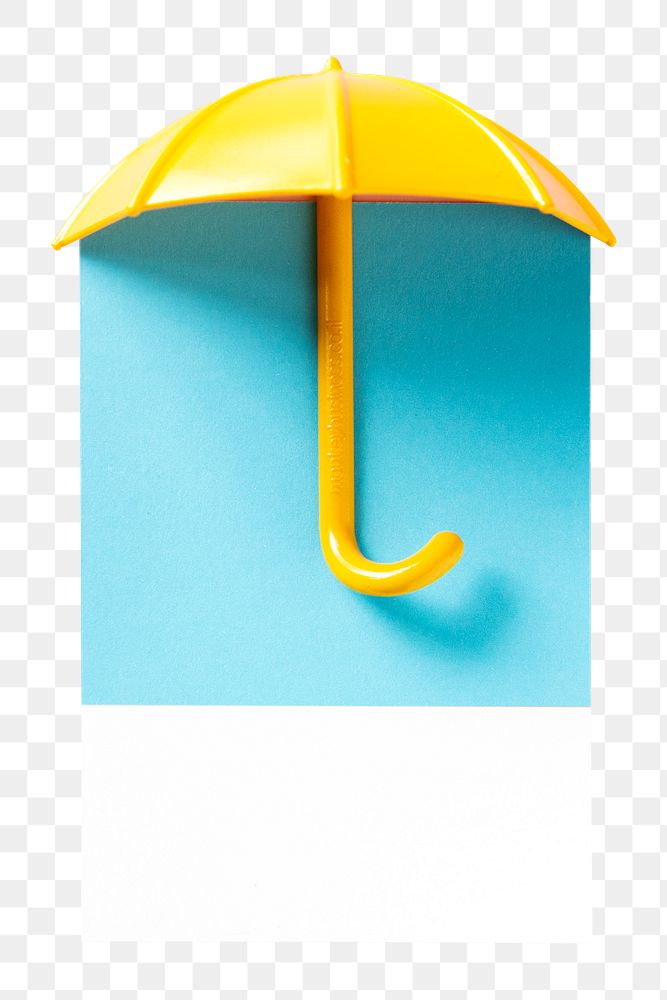 PNG Yellow umbrella casting a shadow, collage element, transparent background
