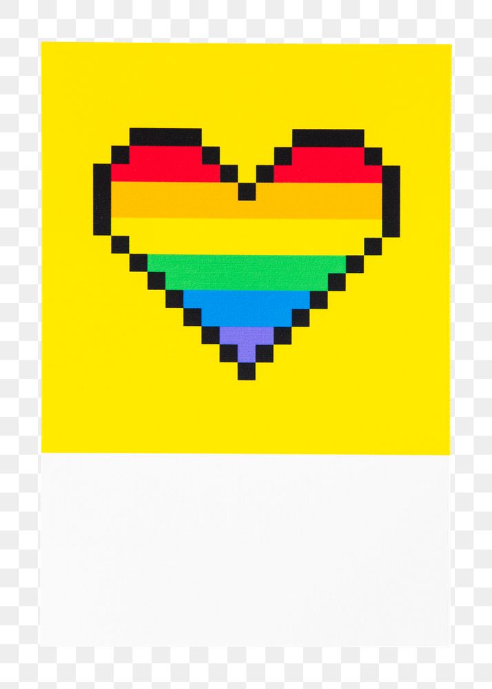 PNG Pixelated LGBT pride rainbow heart, collage element, transparent background