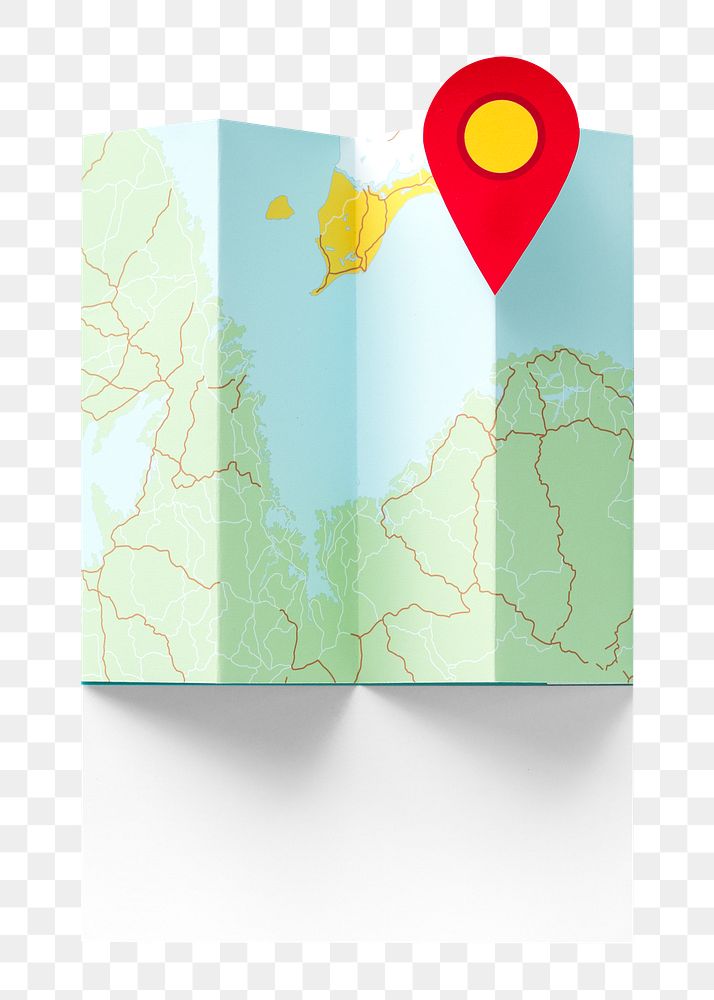 PNG Paper craft art of a map, collage element, transparent background