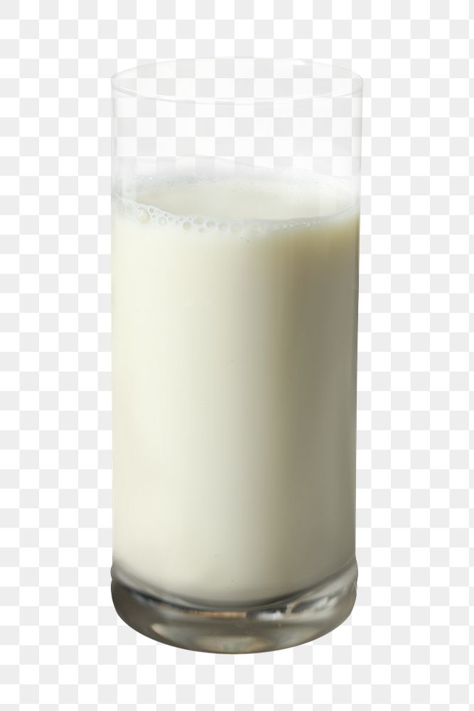 Glass of milk png sticker, transparent background