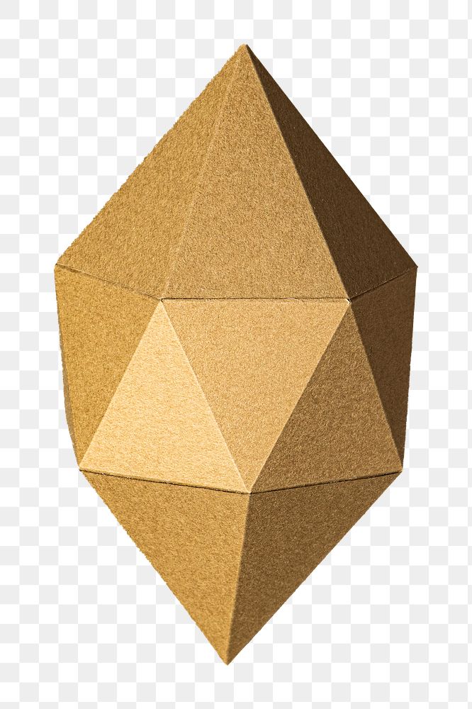 Png 3D golden octahedral polyhedron , transparent background