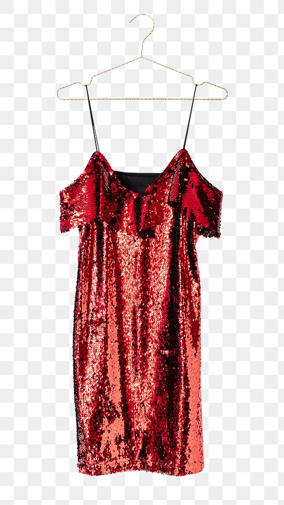 PNG Red sequin dress, collage element, transparent background