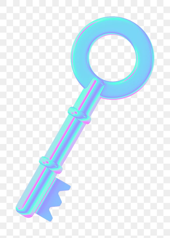 Vintage key png 3D gradient, transparent background