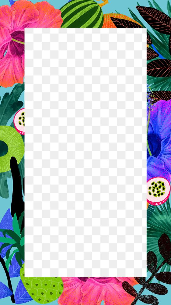 Tropical fruits patterned png frame, exotic, transparent background