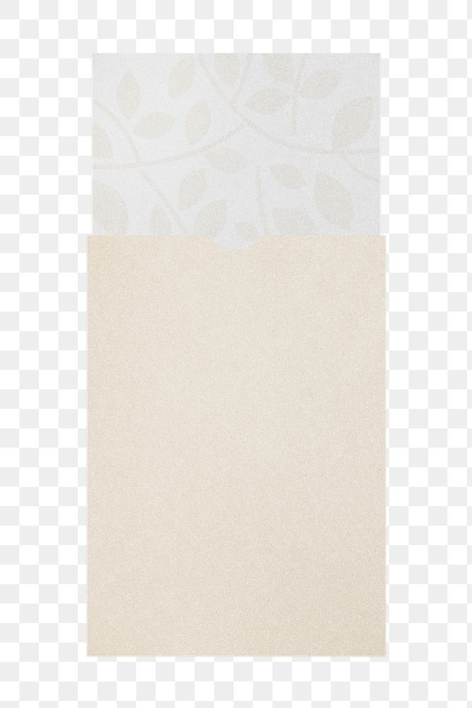 Floral card png beige envelope sticker, transparent background