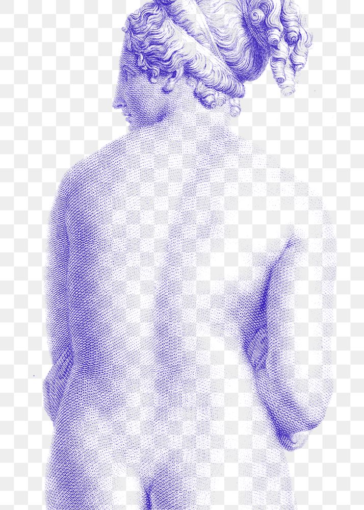 Nude Greek Goddess png sticker sculpture illustration, transparent background