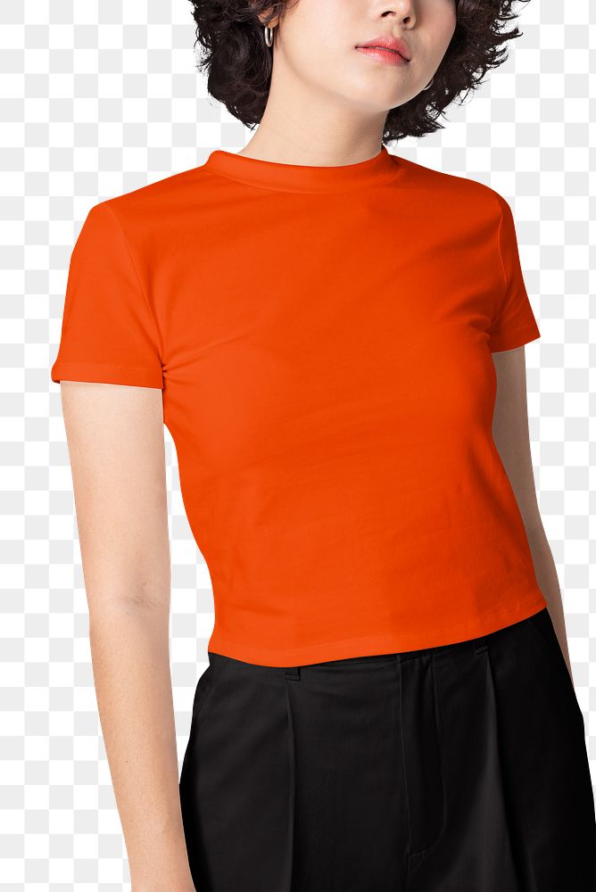 Women's red t-shirt png, transparent background