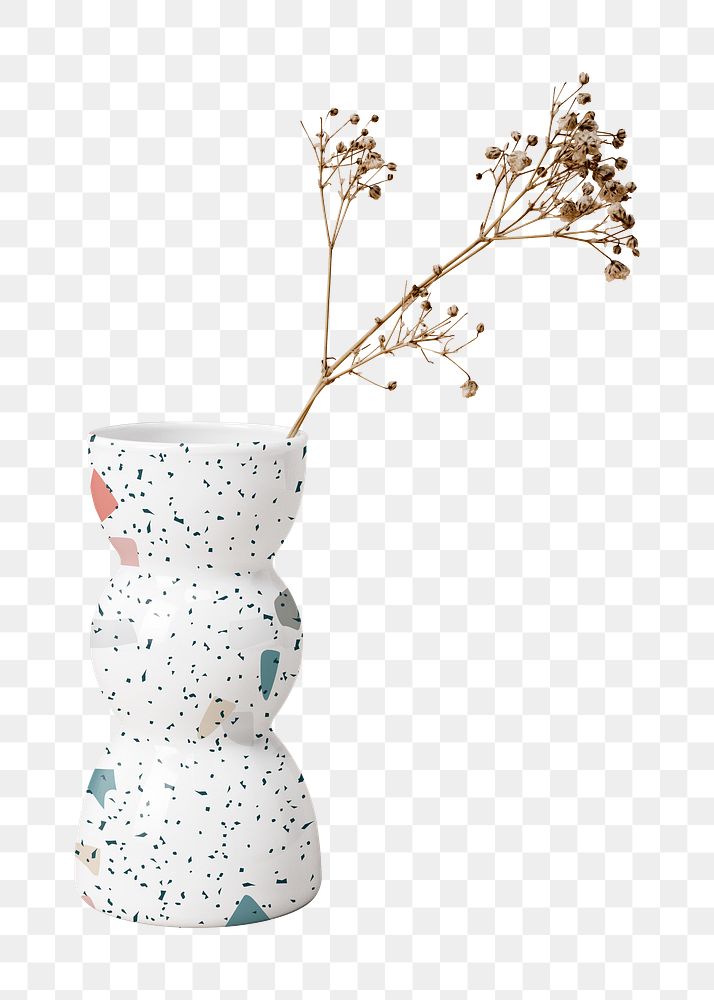 Abstract flower vase png, transparent background