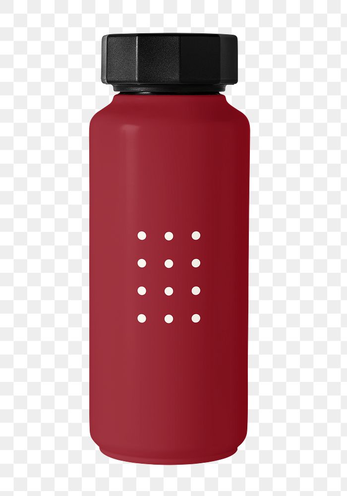 Red steel bottle png, transparent background