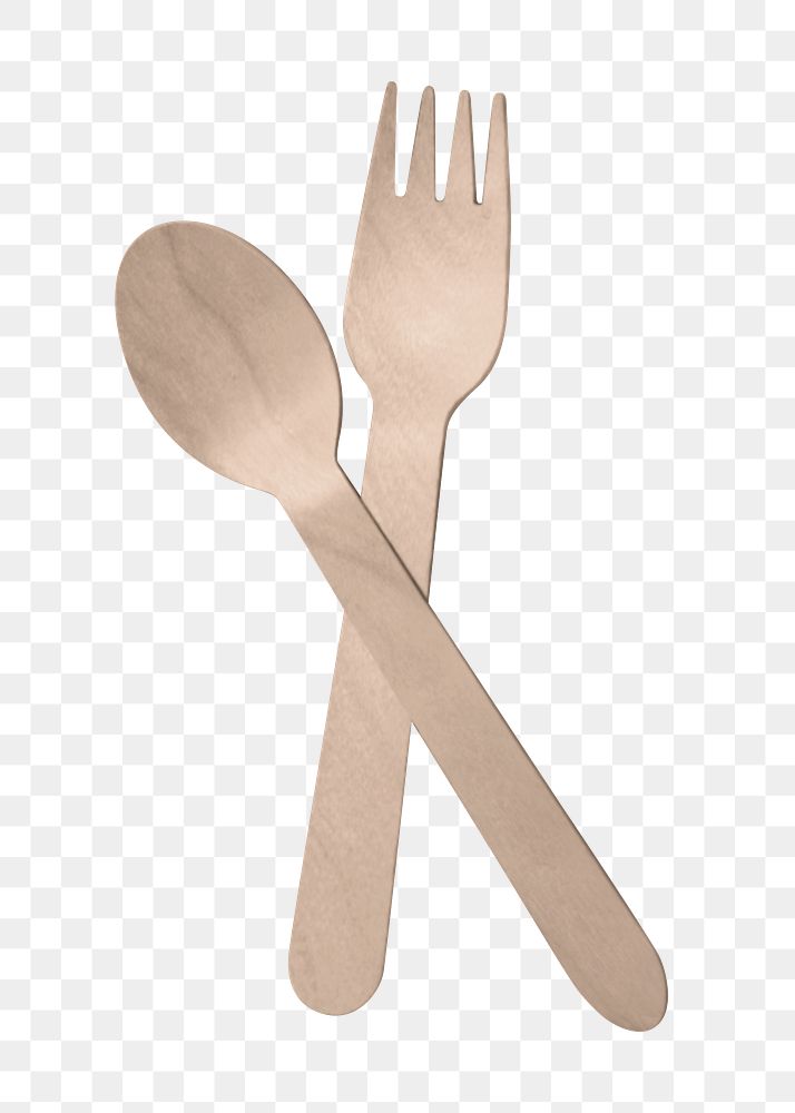 Wooden spoon fork png, transparent background