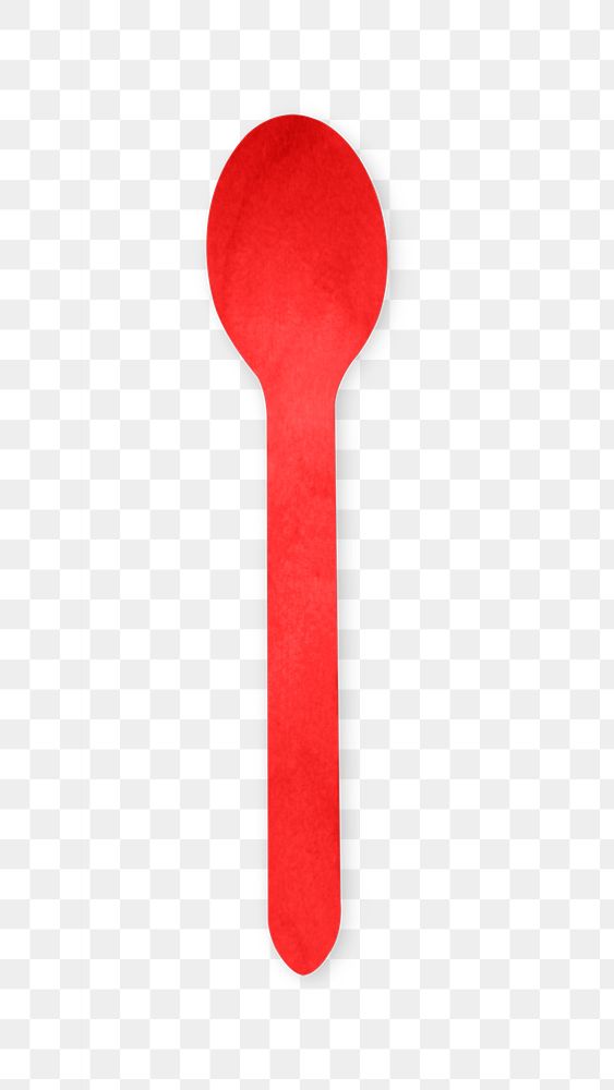 Red ice-cream spoon  png sticker, transparent background