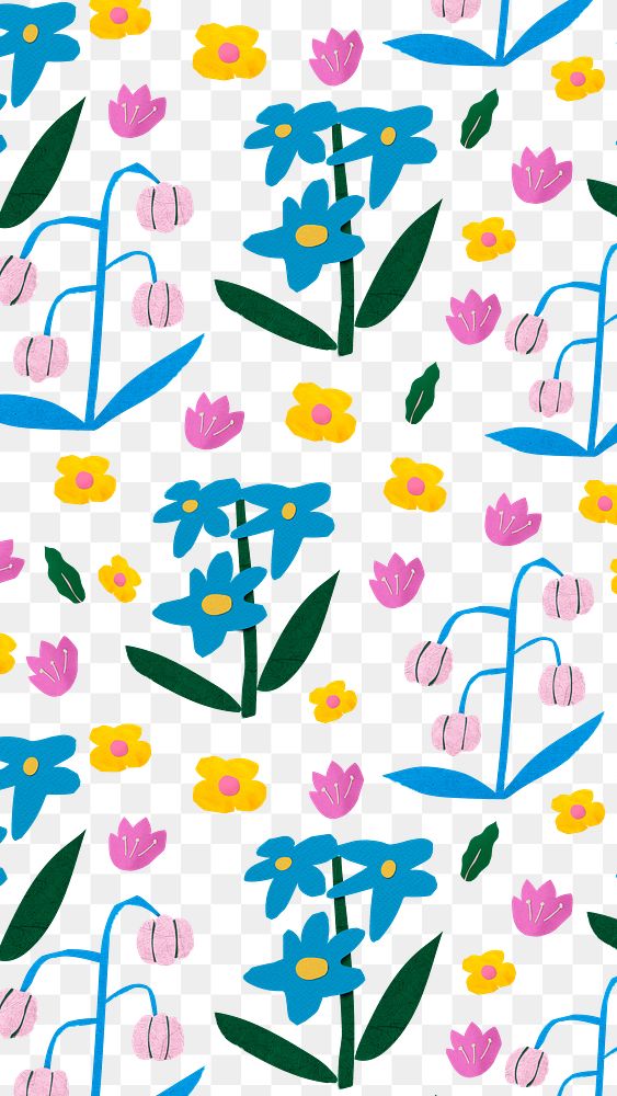 Spring flower pattern png transparent background