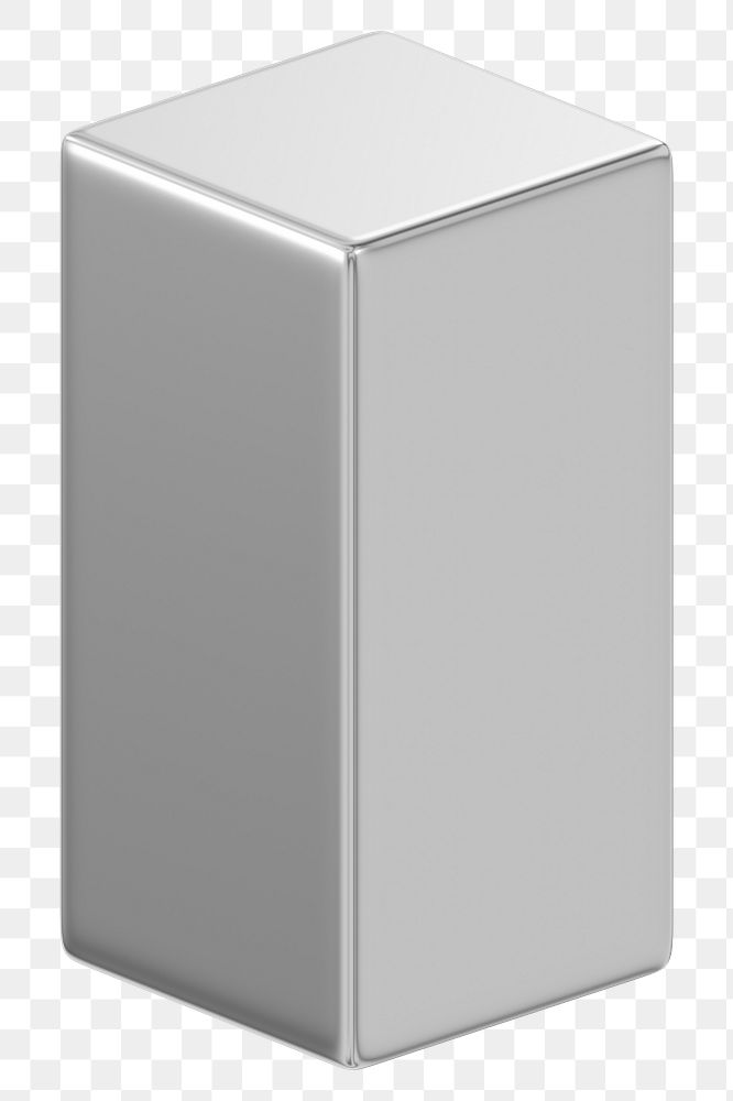 PNG metallic rectangular prism, 3D geometric shape, transparent background