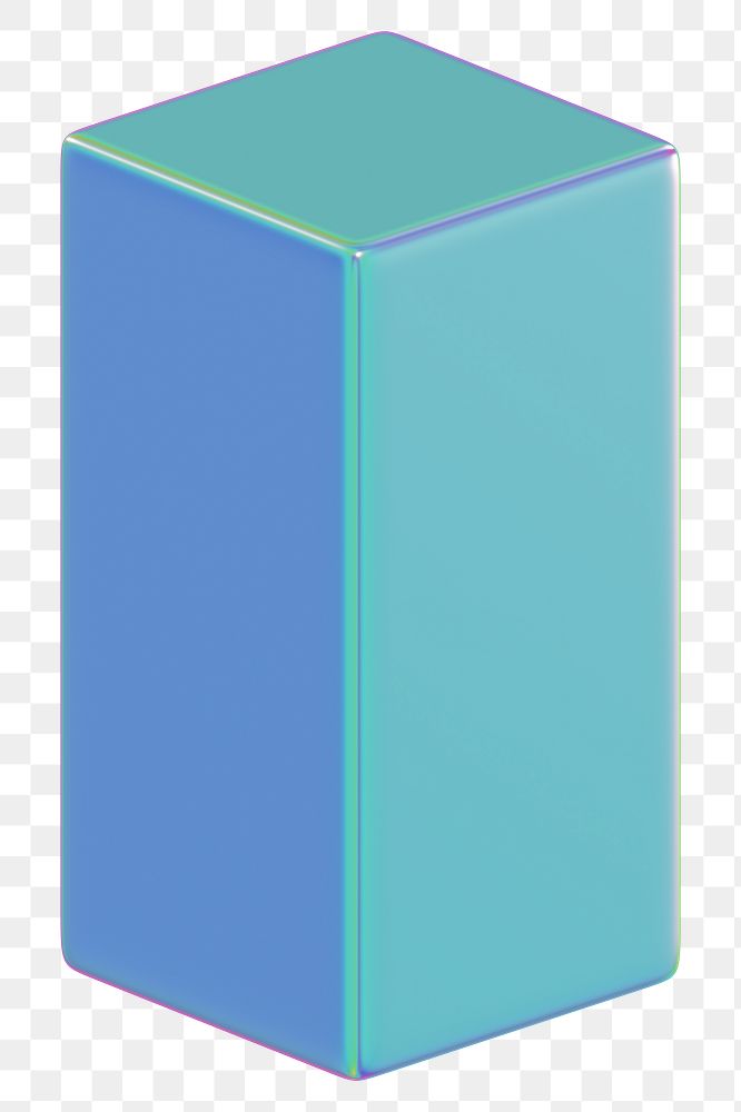 PNG blue rectangular prism, 3D geometric shape, transparent background