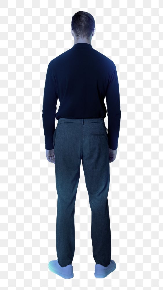 PNG man full body rear view, transparent background
