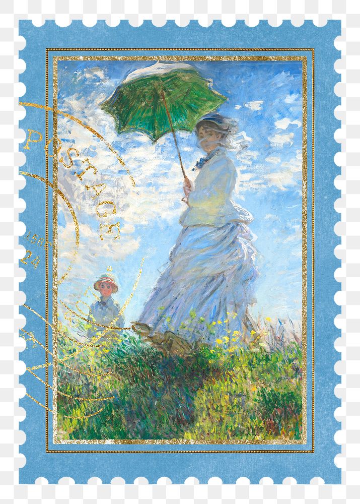 Madame Monet png postage stamp sticker, transparent background. Famous art remixed by rawpixel.