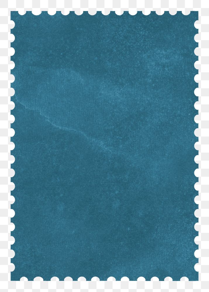 Blue postage stamp png paper sticker, transparent background