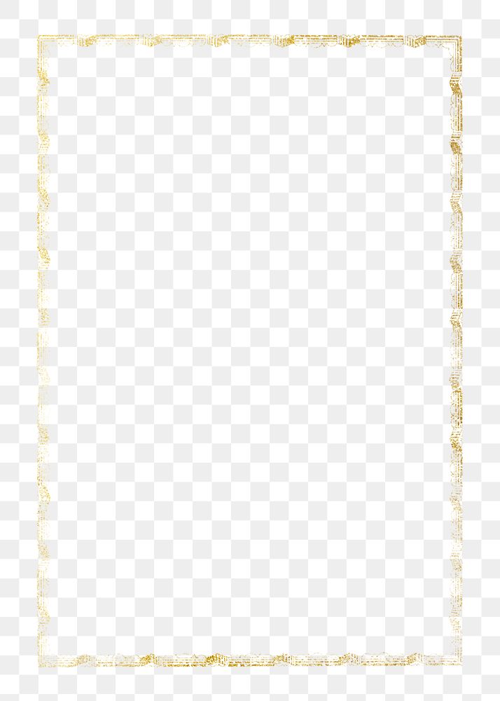 Gold rectangle frame png, transparent background