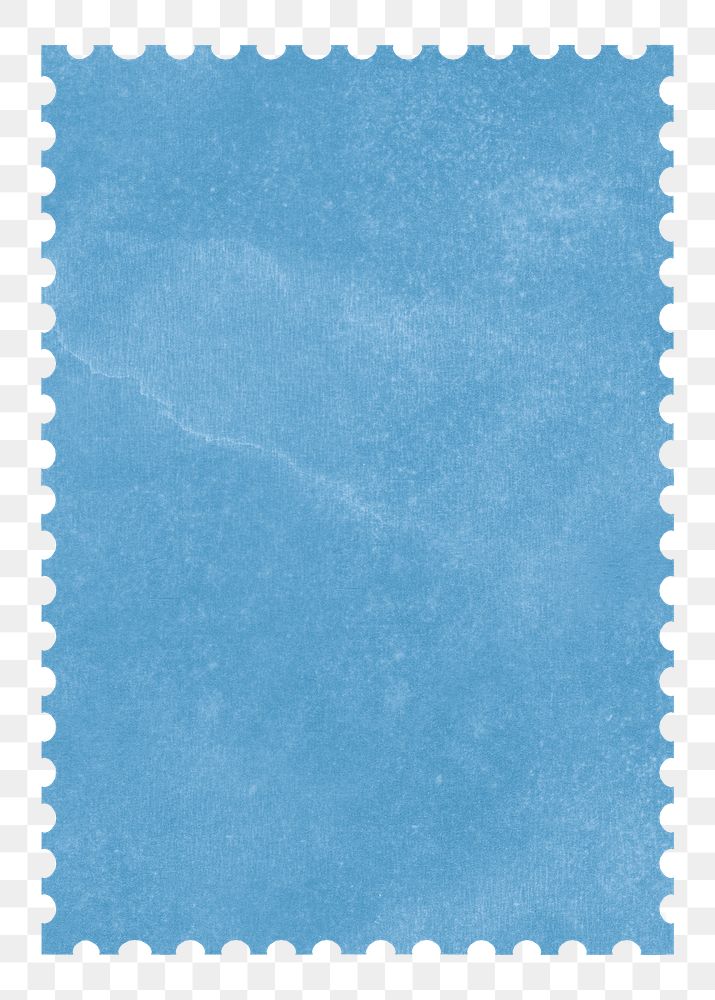 Blue postage stamp png paper sticker, transparent background