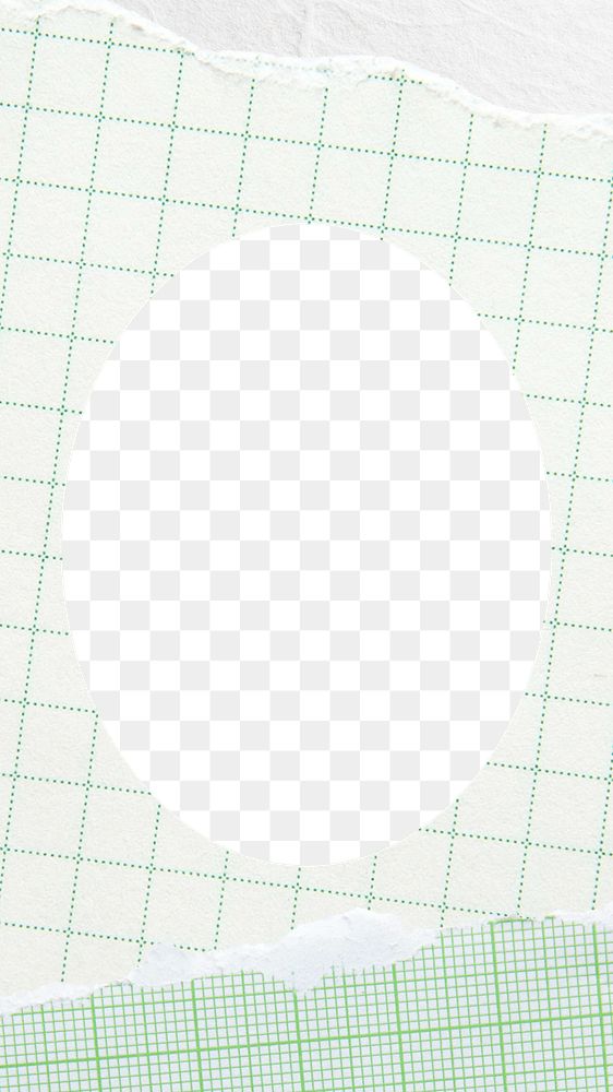 Oval frame png green grid paper, transparent background