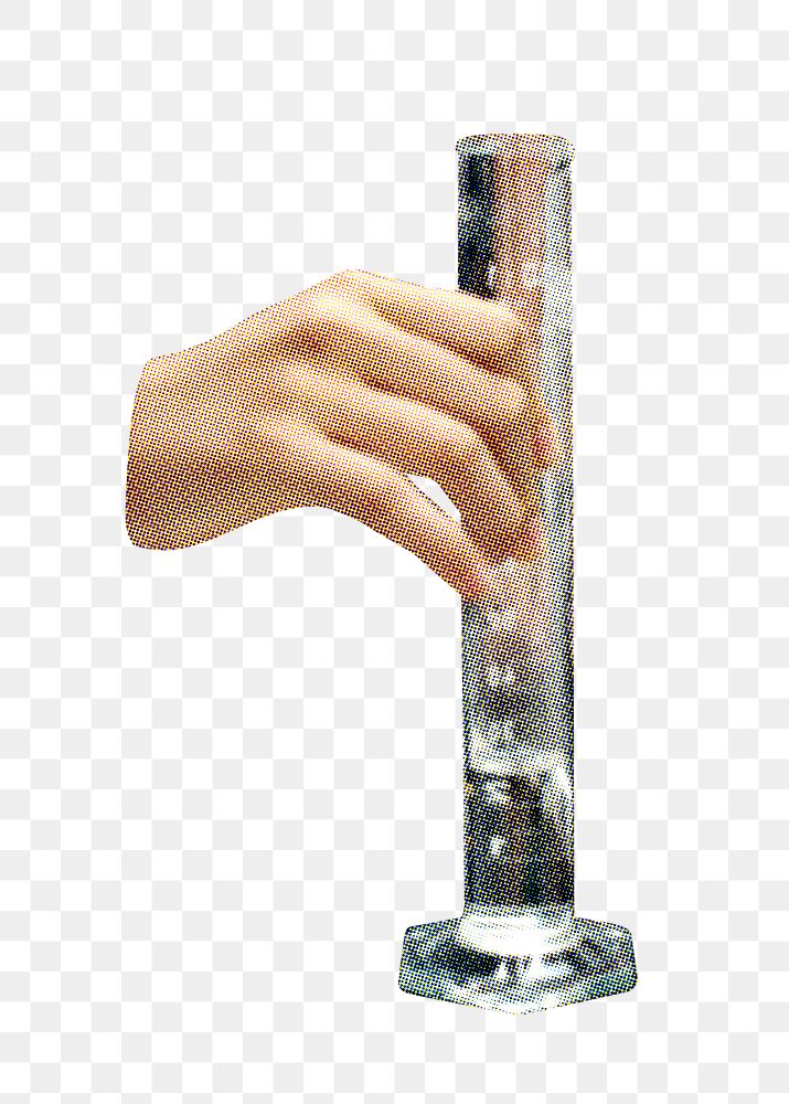 Hand holding png science equipment cut out, transparent background