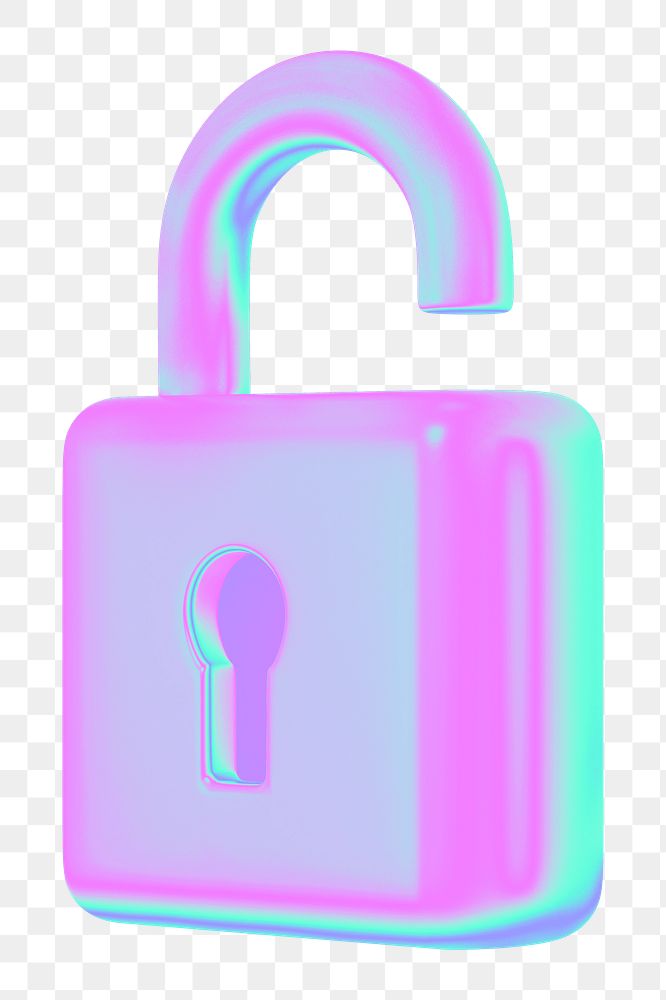 Padlock security png 3D gradient, transparent background