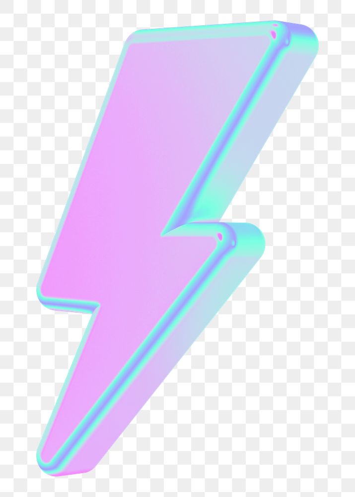 Lightning bolt png 3D gradient, transparent background