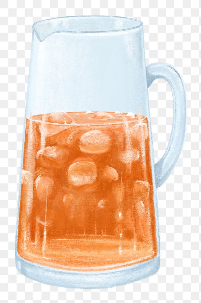 Iced lemon tea jug png sticker, transparent background