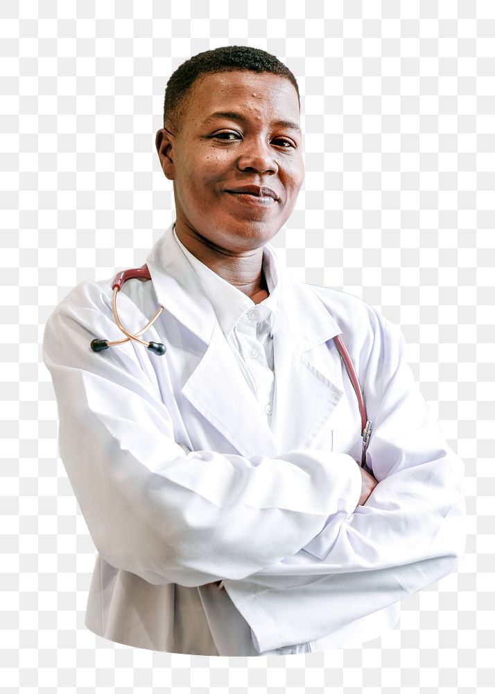 Doctor png crossed arms, transparent background