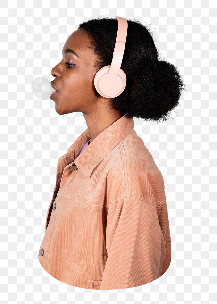 Music png woman sticker, transparent background