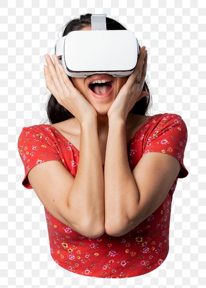 VR png woman sticker, transparent background