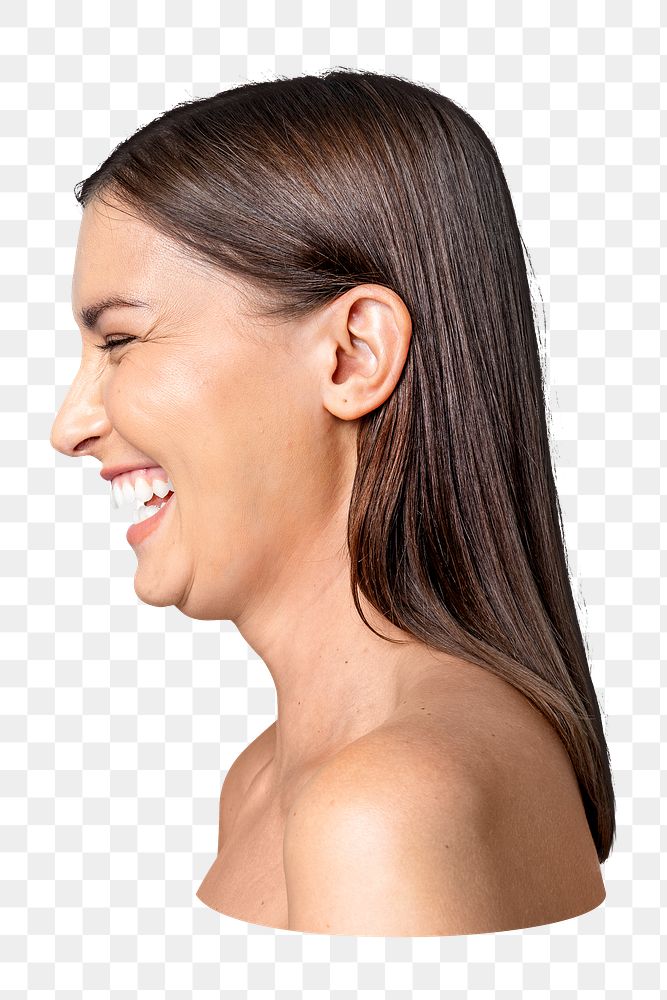 Woman laughing  png, transparent background