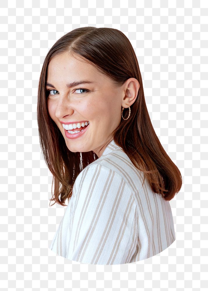 Cheerful woman png sticker, transparent background