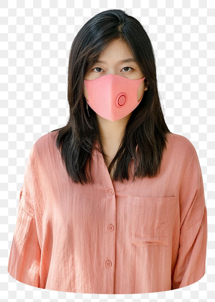 Png Asian woman wearing mask sticker, transparent background