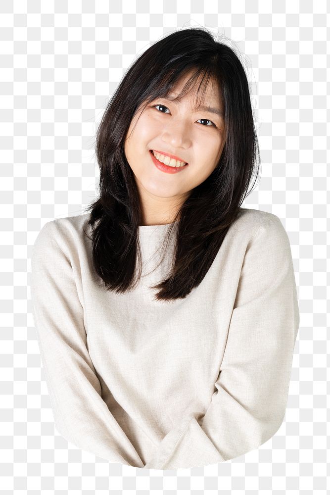 Cute Korean woman png sticker, transparent background
