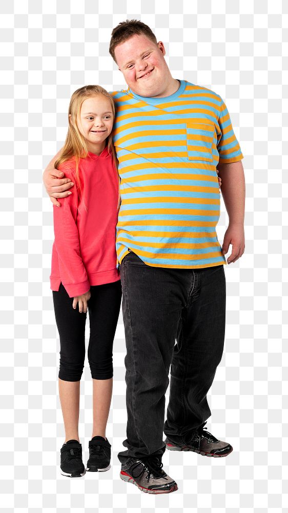 Down syndrome siblings png, transparent background