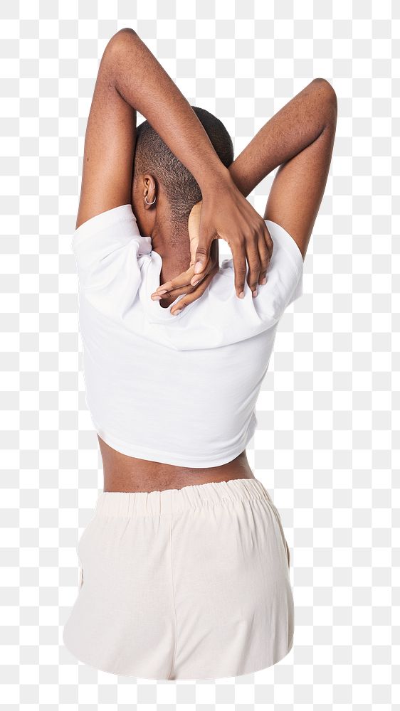 Black woman png back view sticker, transparent background