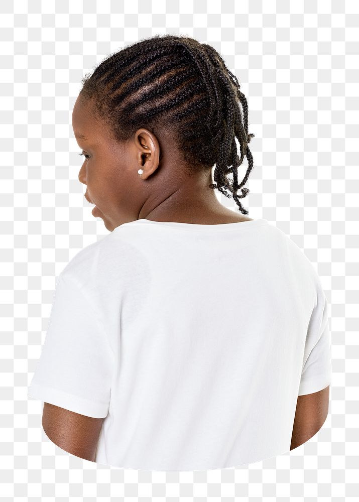 Png black girl in casual white shirt sticker, transparent background
