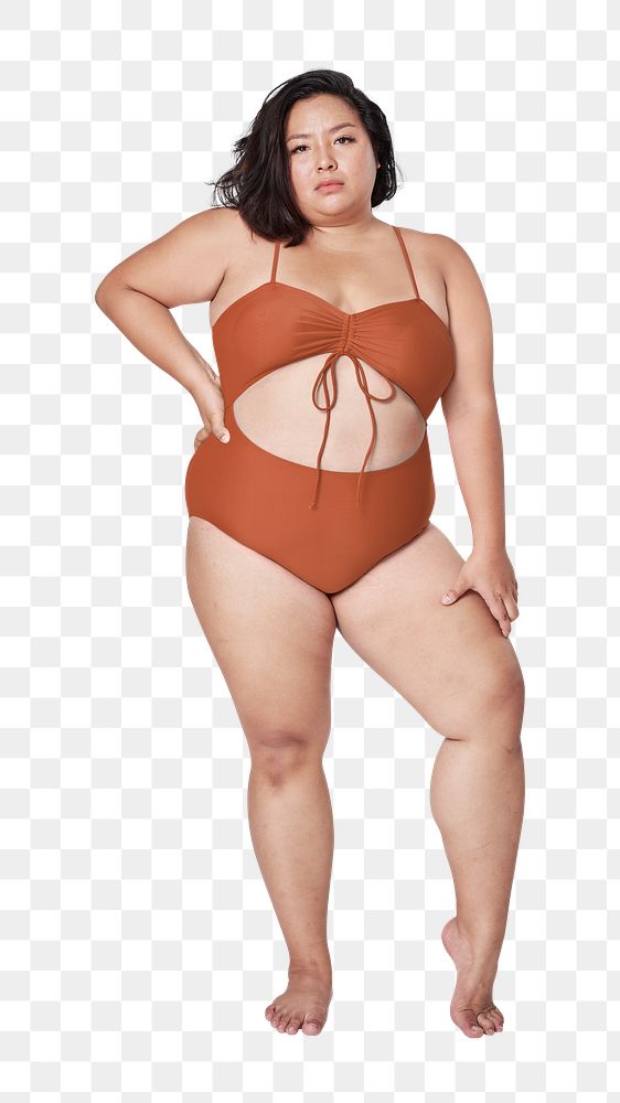 Png plus size woman in swimwear sticker, transparent background