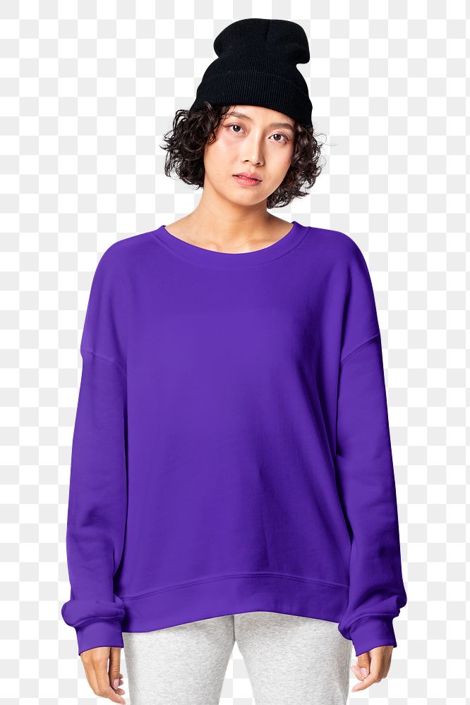 Purple sweater png sticker, transparent background